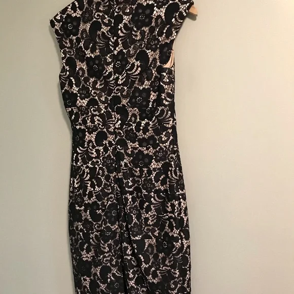 JAX Black Lace Over Pink Nude Satin Dress Size 6 -  threedaughtersproperties.com